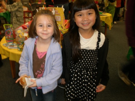 Kasen and Sarah at the school book fair